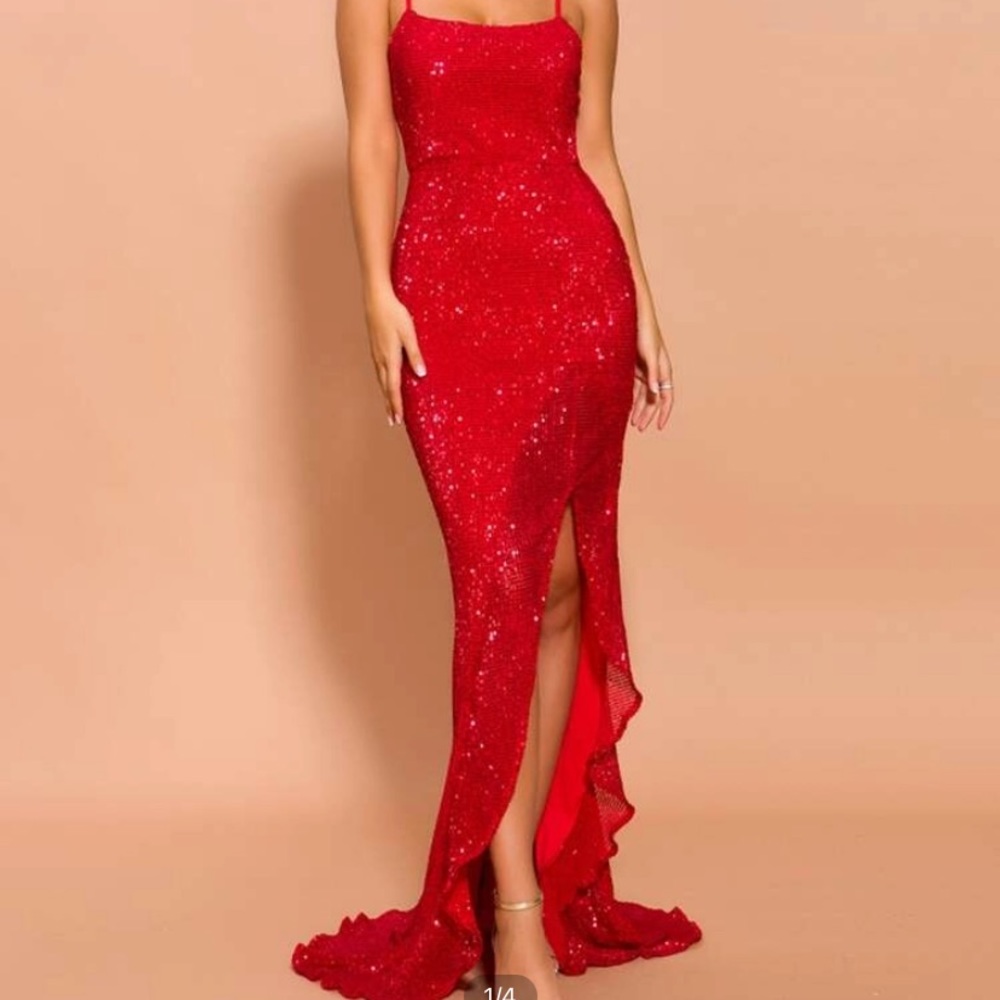 Red shimmery dress